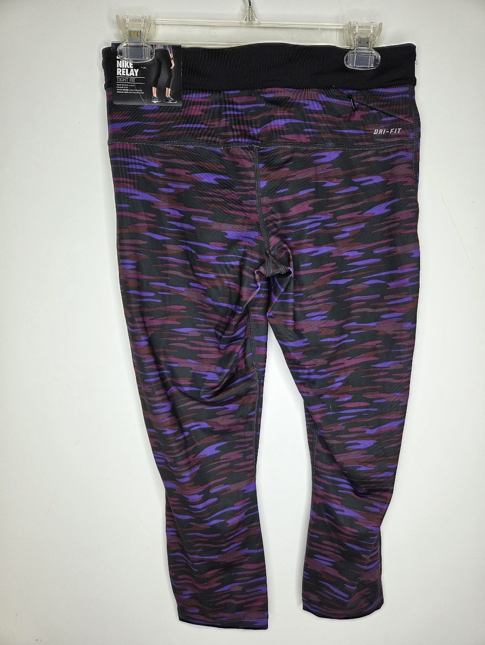 NWT Nike size M Relay- Dri-FIT Black & Multicolor Running Tights - Picture 6 of 11